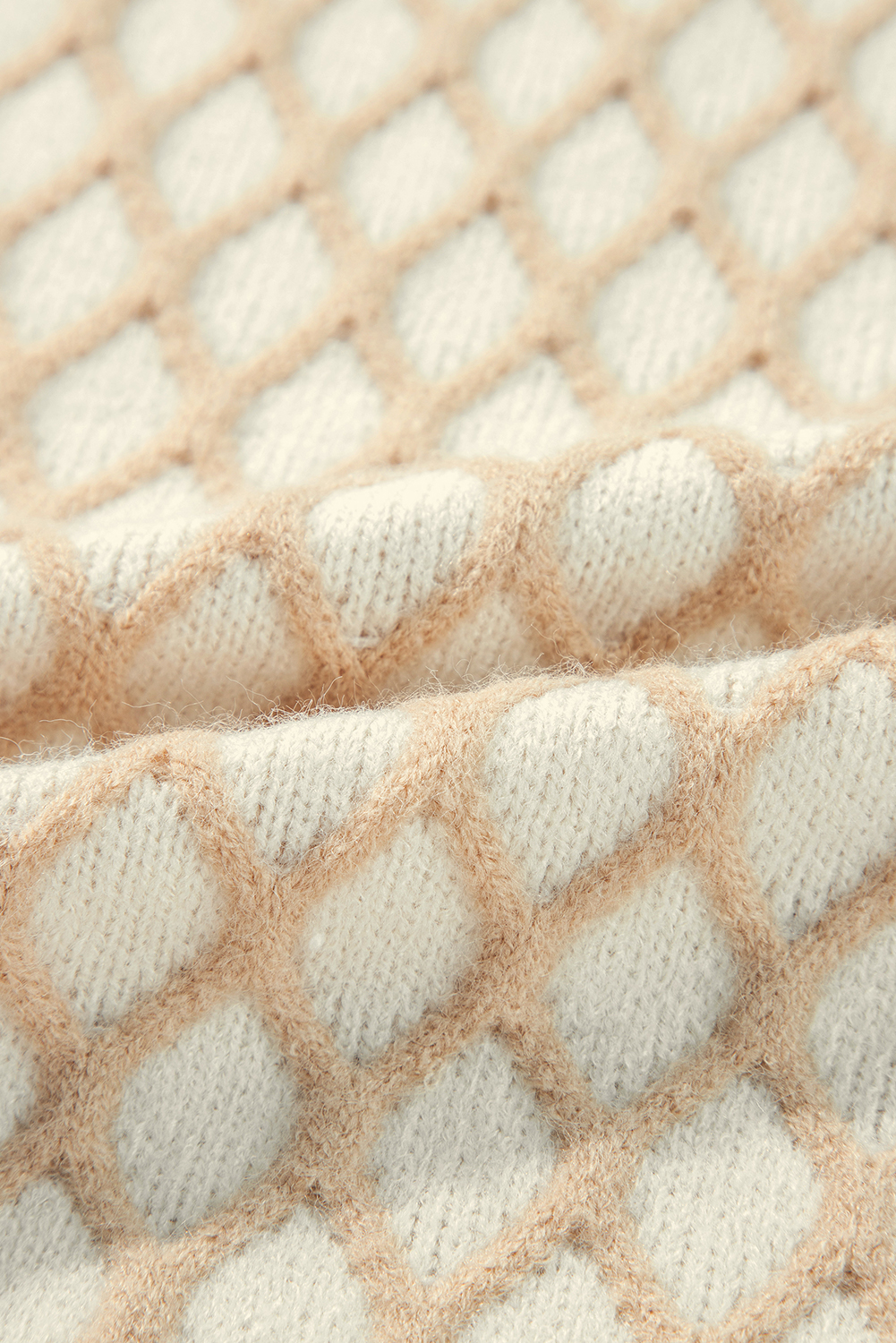 Oatmeal Diamond Knit Drop Shoulder Loose Sweater - loveforevers