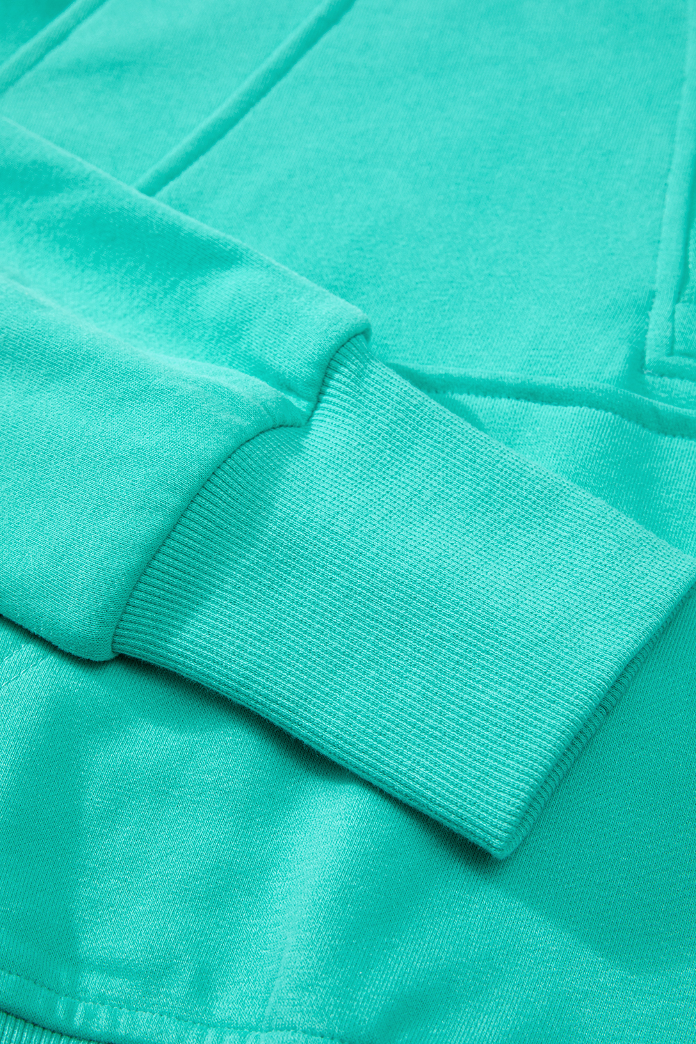Aruba Blue Quarter Zip Stand Neck Kangaroo Pocket Sweatshirt - loveforevers