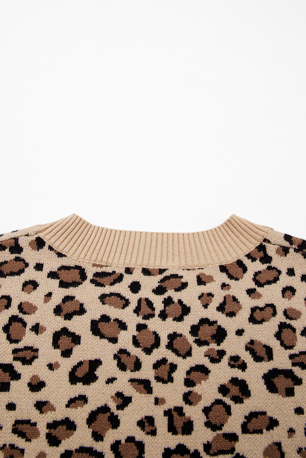 Khaki Leopard Print Dolman Sleeve Sweater - loveforevers