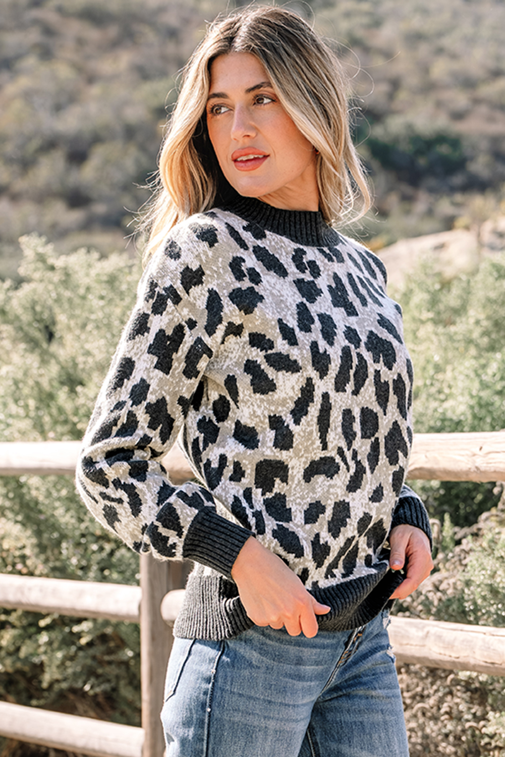 Carbon Grey Leopard Drop Shoulder Baggy Sweater - loveforevers