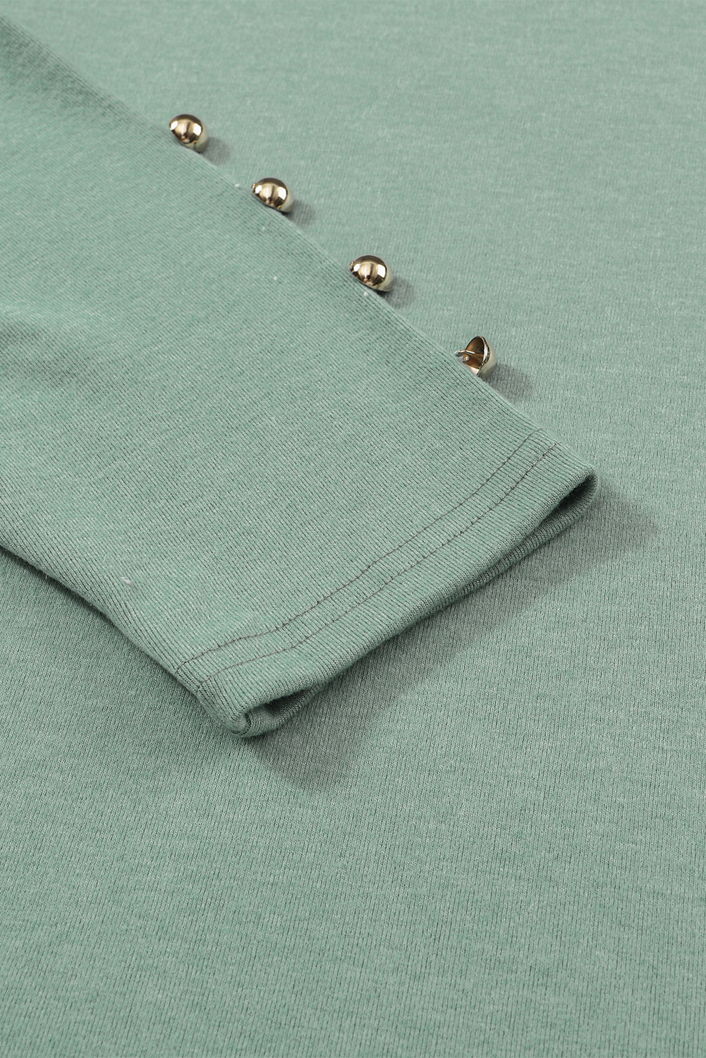 Green Buttoned Puff Long Sleeve Sheath Top - loveforevers