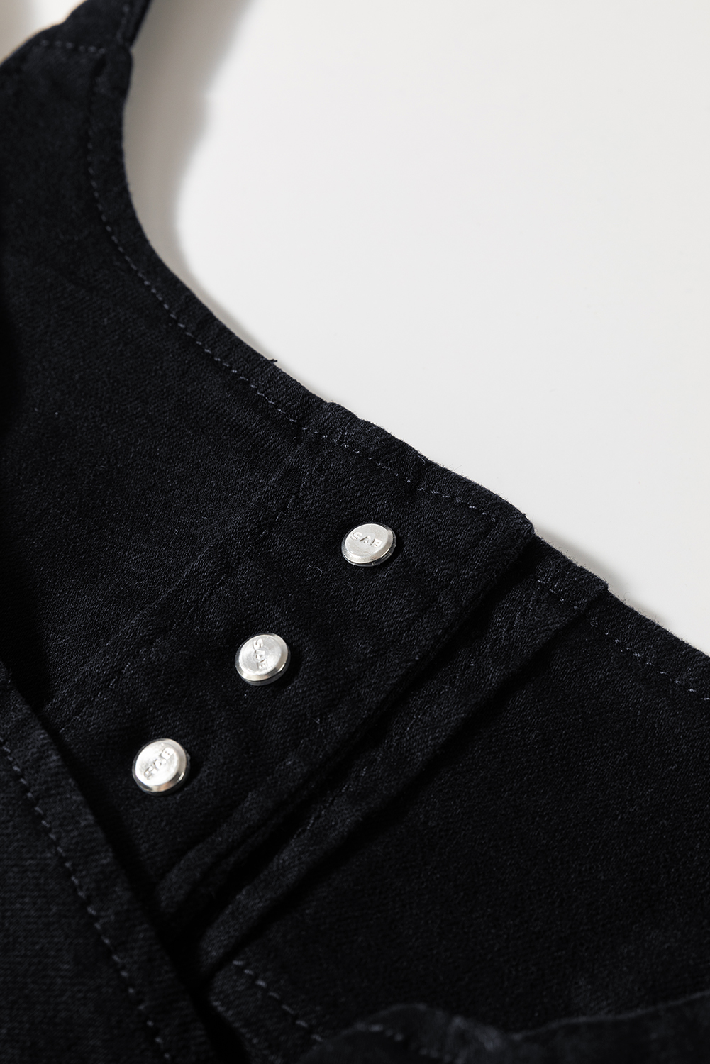 Black Acid Wash Buttoned Cropped Slim Denim Tank Top - loveforevers