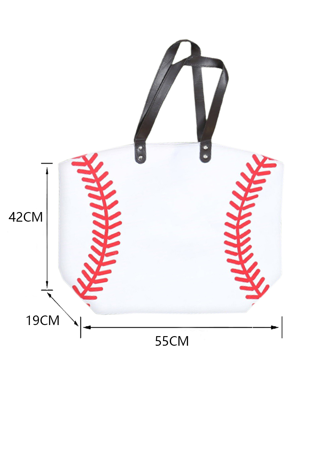 White Baseball Pattern Canvas Large Tote Bag - loveforevers