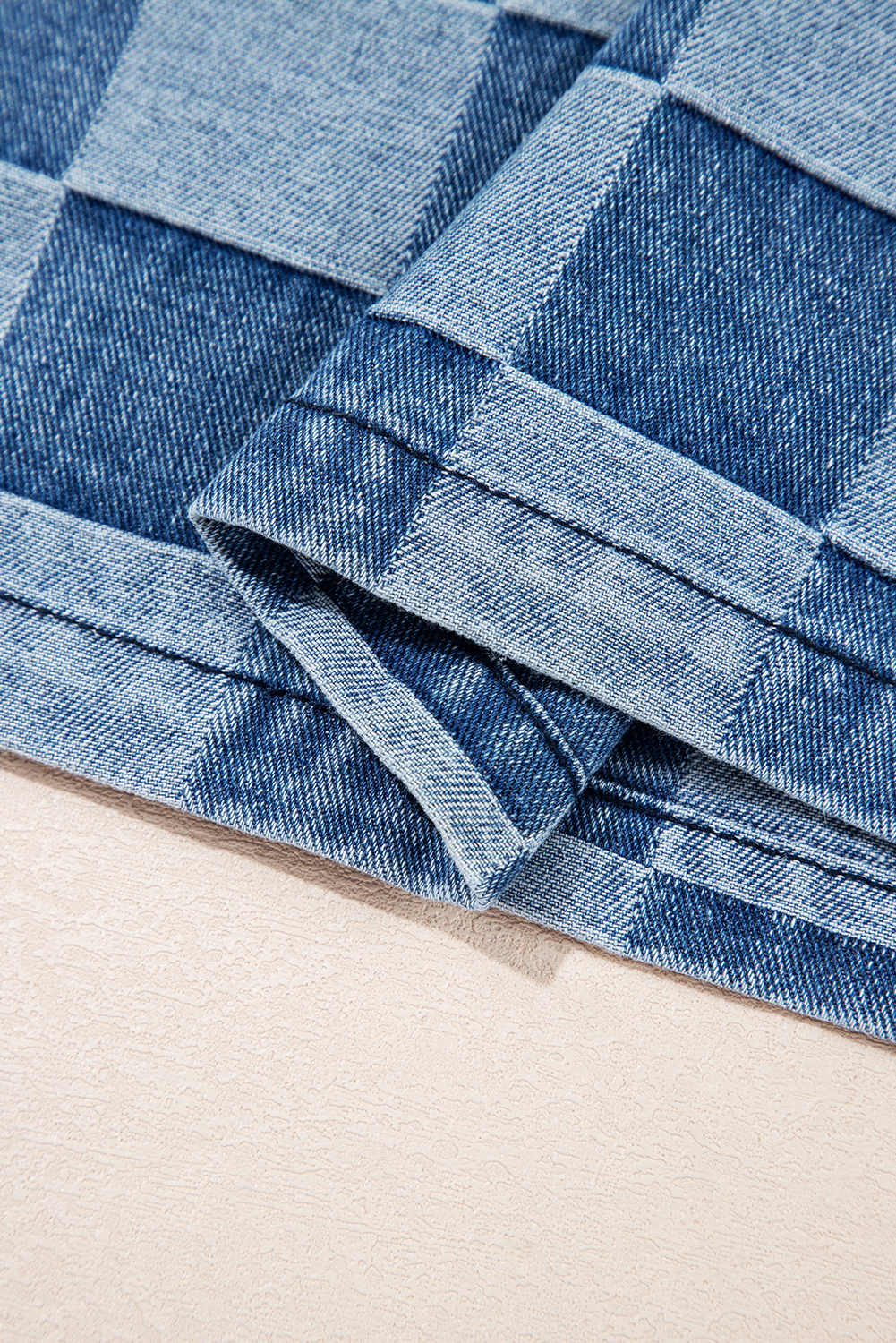 Dark Grey Checkered Denim Wide Leg Jeans - loveforevers