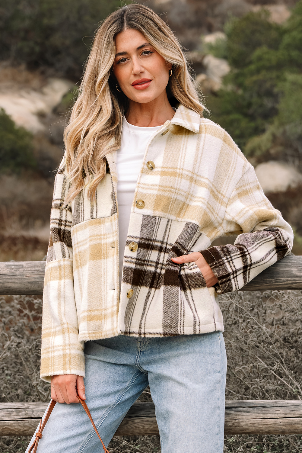 Multicolour Plaid Patchwork Side Pockets Buttoned Shacket - loveforevers