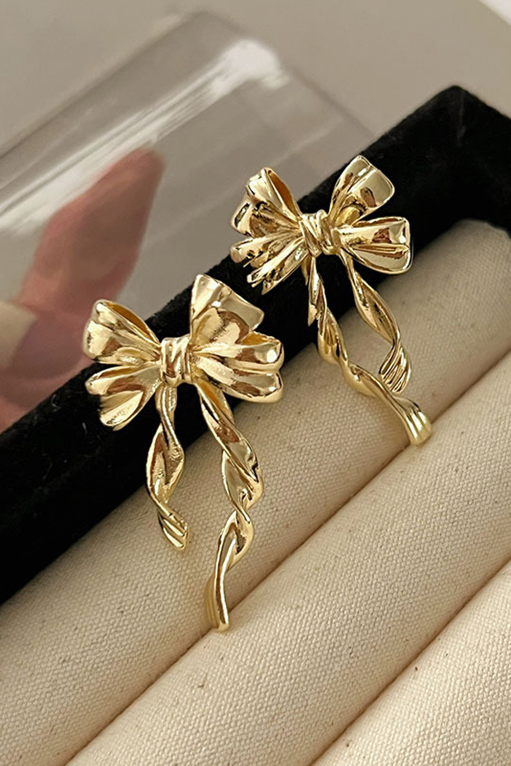 Gold Bow Knot Plated Alloy Stud Earrings - loveforevers