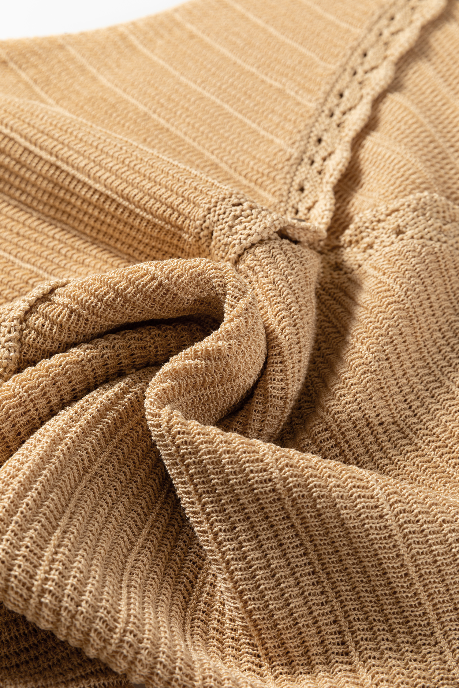 Pale Khaki Hollow out Trim Buttoned Front Boho Sweater Vest - loveforevers