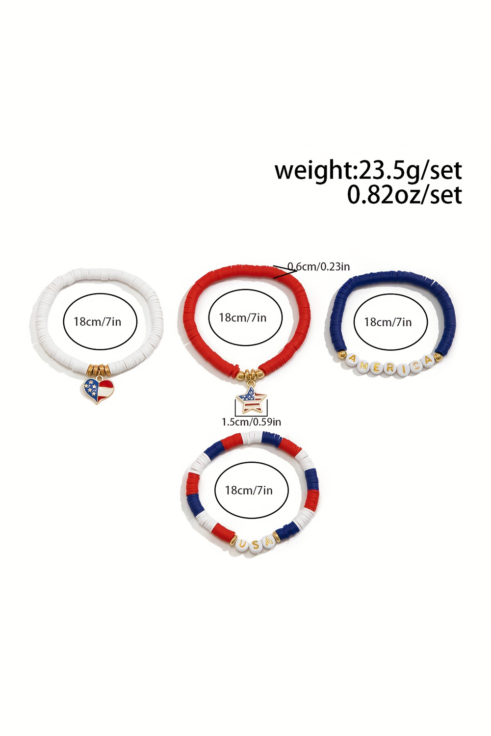 Dark Blue American Flag Pendant Letter Beaded Bracelet Set - loveforevers
