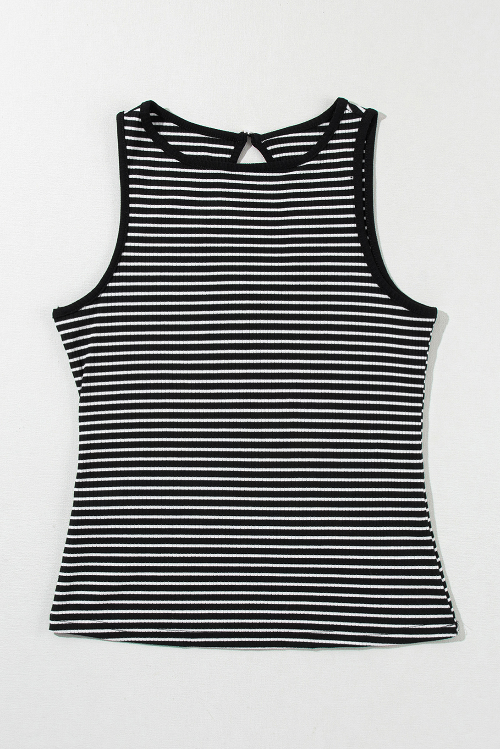 Black Striped Print Ribbed Knit Sleeveless Top - loveforevers