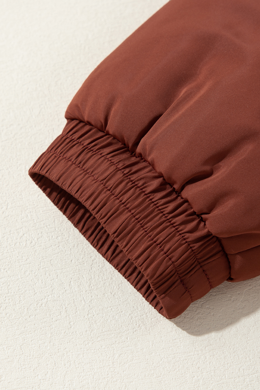 Coffee Quilted Puffer Stand Neck Zipped Mid-length Coat - loveforevers