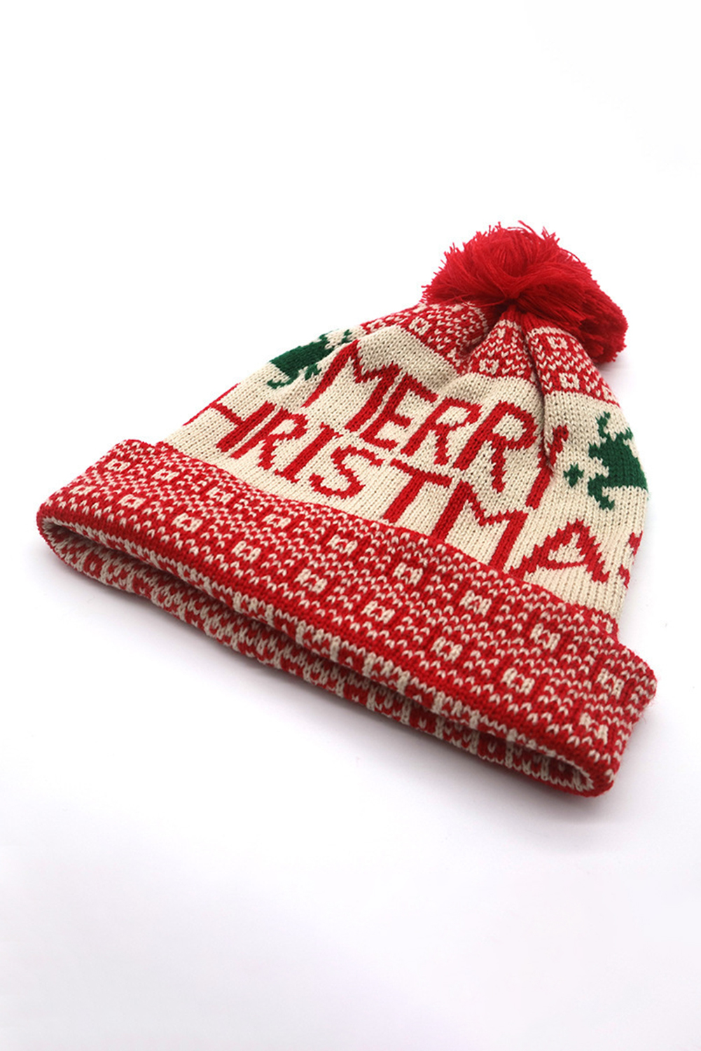Fiery Red MERRY CHRISTMAS Winter Beanie Hat - loveforevers