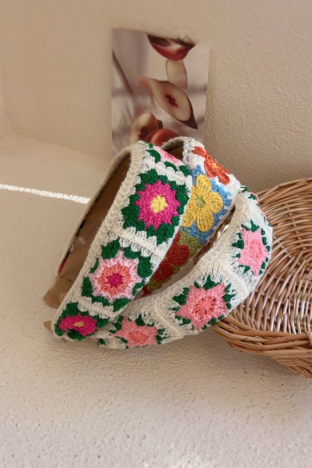 White Boho Flower Crochet Cloth Wide Headband - loveforevers
