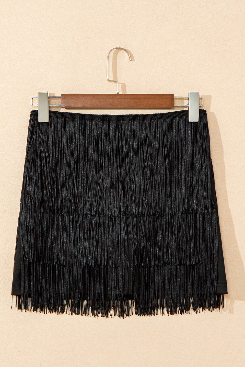 Black Tiered Fringe Trimmed Mini Skirt - loveforevers