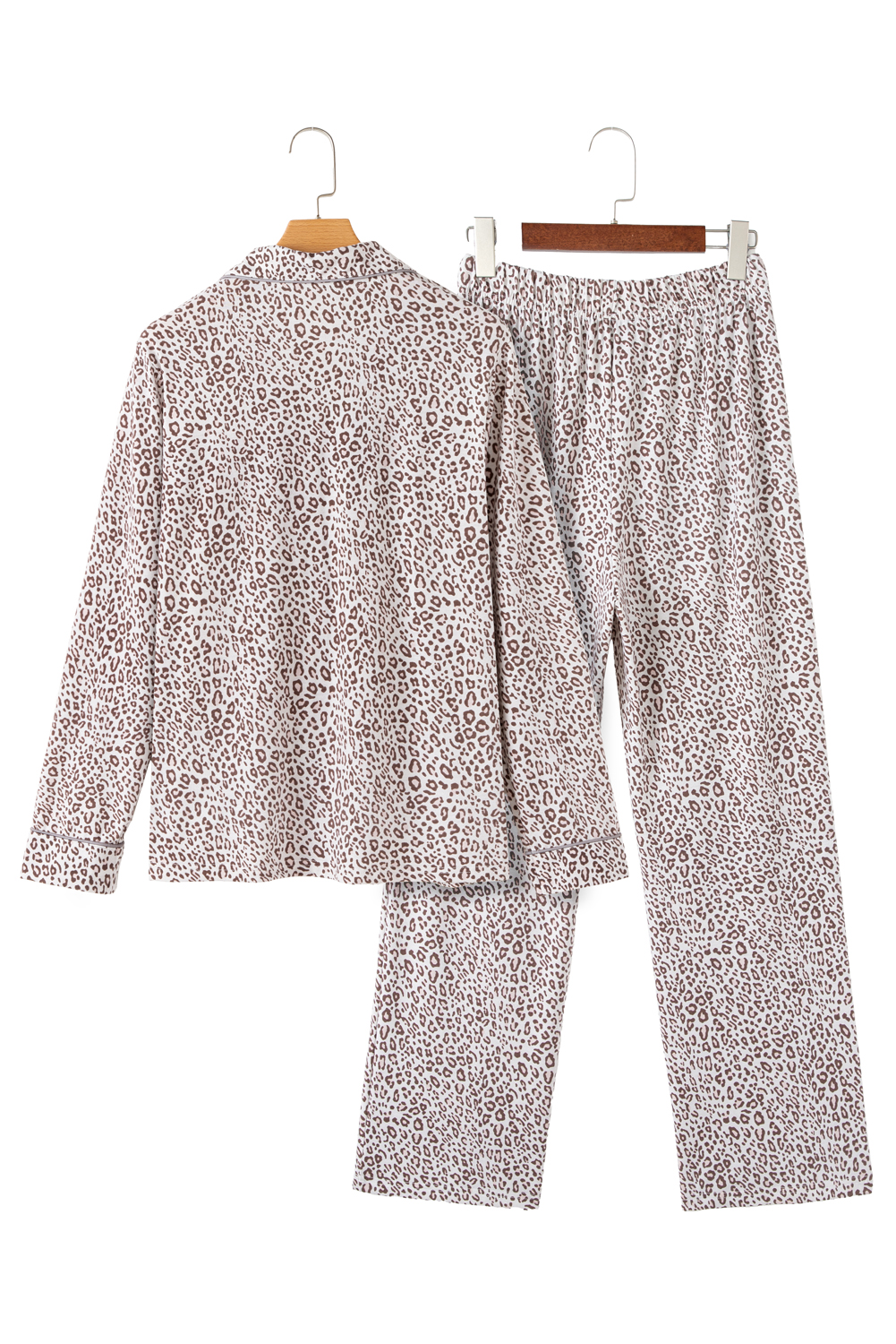 White Leopard Print Long Sleeve and Pants Pajamas Set - loveforevers