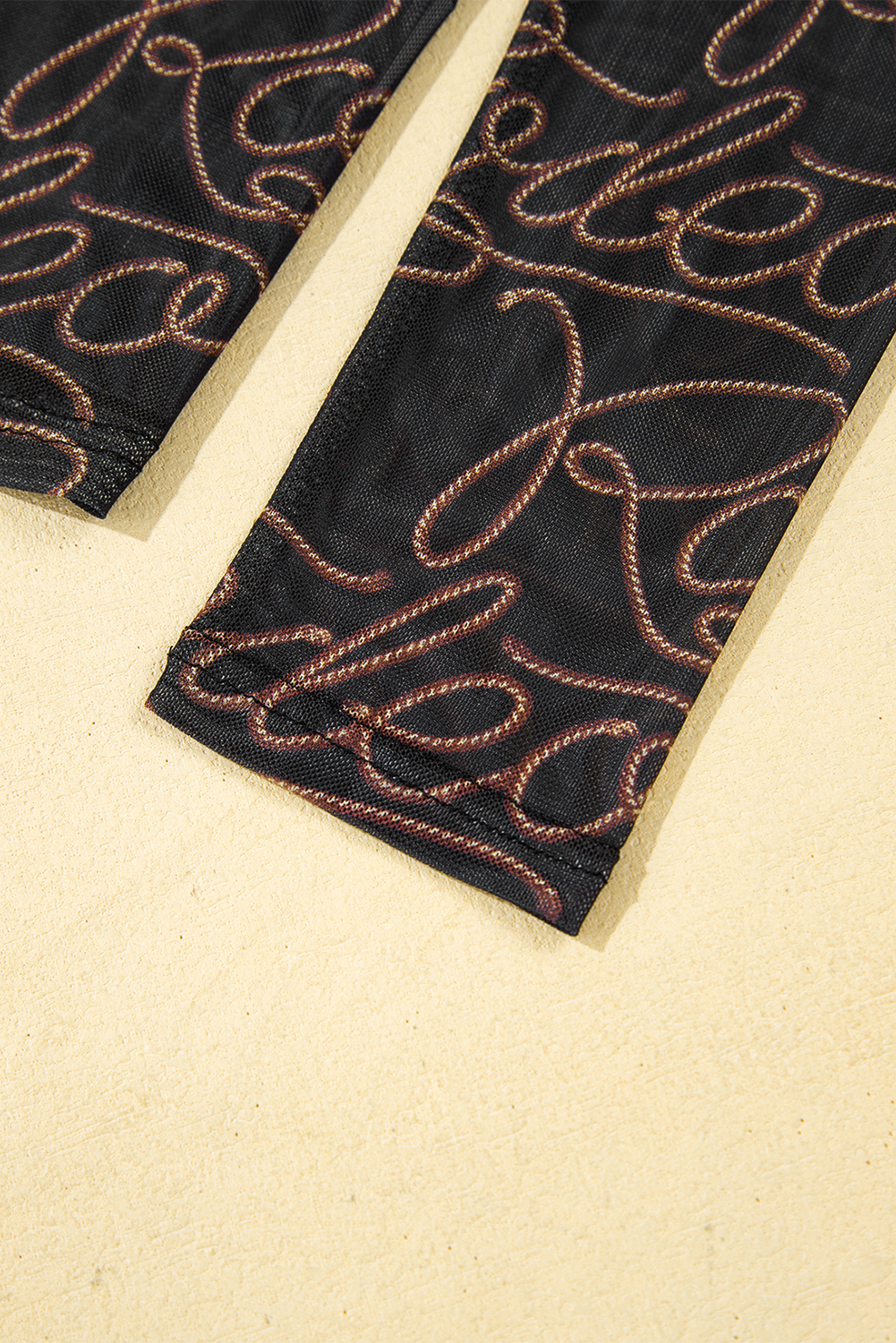 Brown Rodeo Print Round Neck Slim Fit Mesh T Shirt - loveforevers