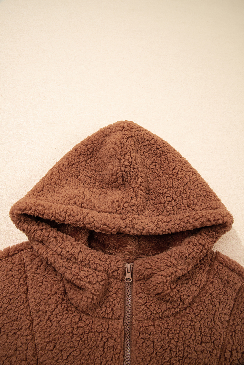 Straw Yellow Zip Up Hooded Sherpa Jacket - loveforevers