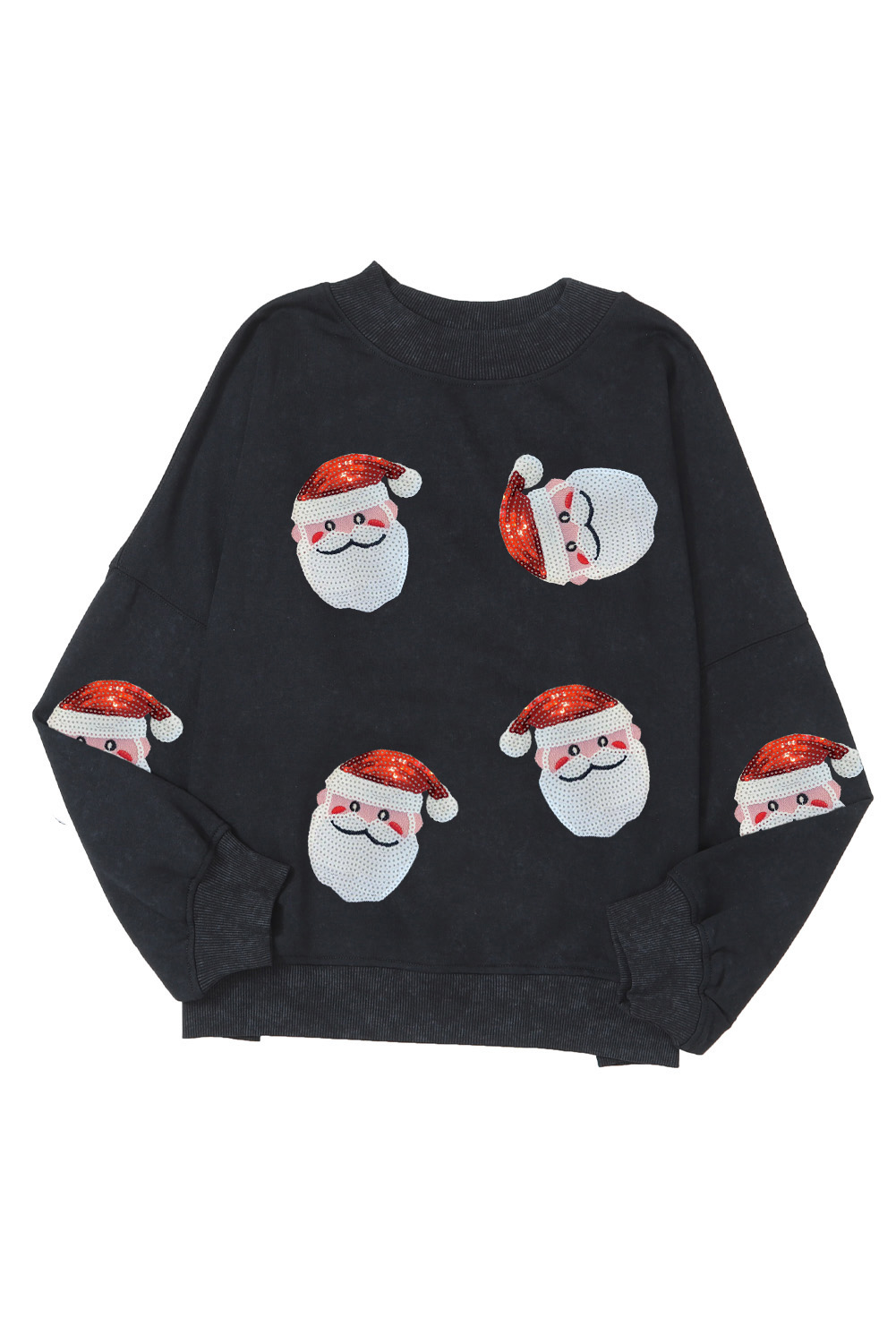 Black Sequined Santa Claus Christmas Fashion Sweatshirt - loveforevers
