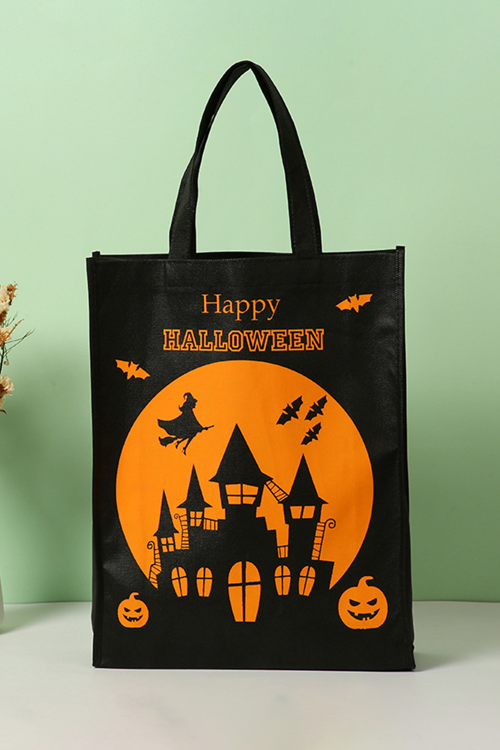 Black Pumpkin Bat Witch Printed Halloween Gift Bag - loveforevers