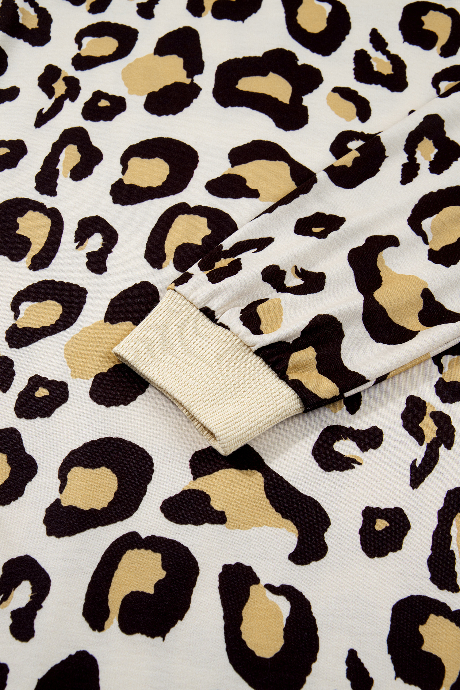 Khaki Leopard Long Sleeve Shift T Shirt Dress with Pockets - loveforevers