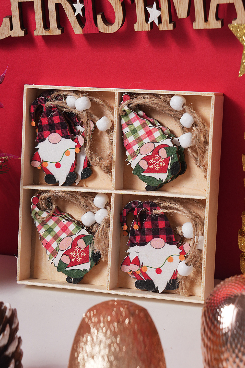Plaid Christmas Pendant Quad 12PC Set - loveforevers