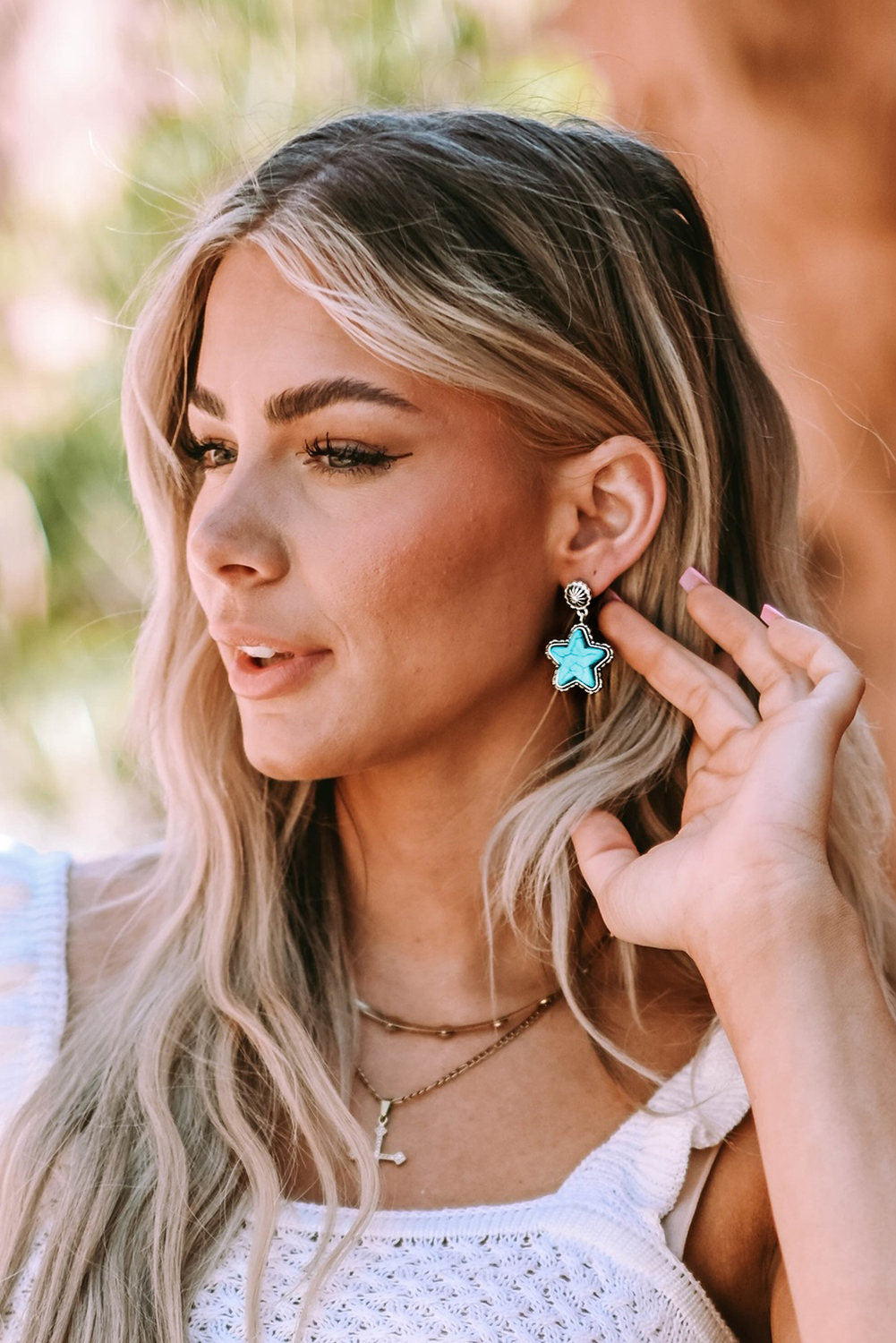 Green Star Dangle Antique Studded Western Earrings - loveforevers