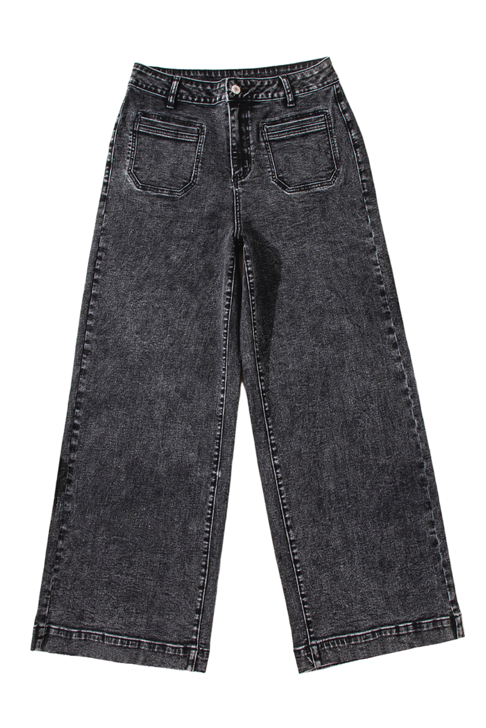 Light Blue Chic Patch Pocket Straight Leg Loose Jeans - loveforevers