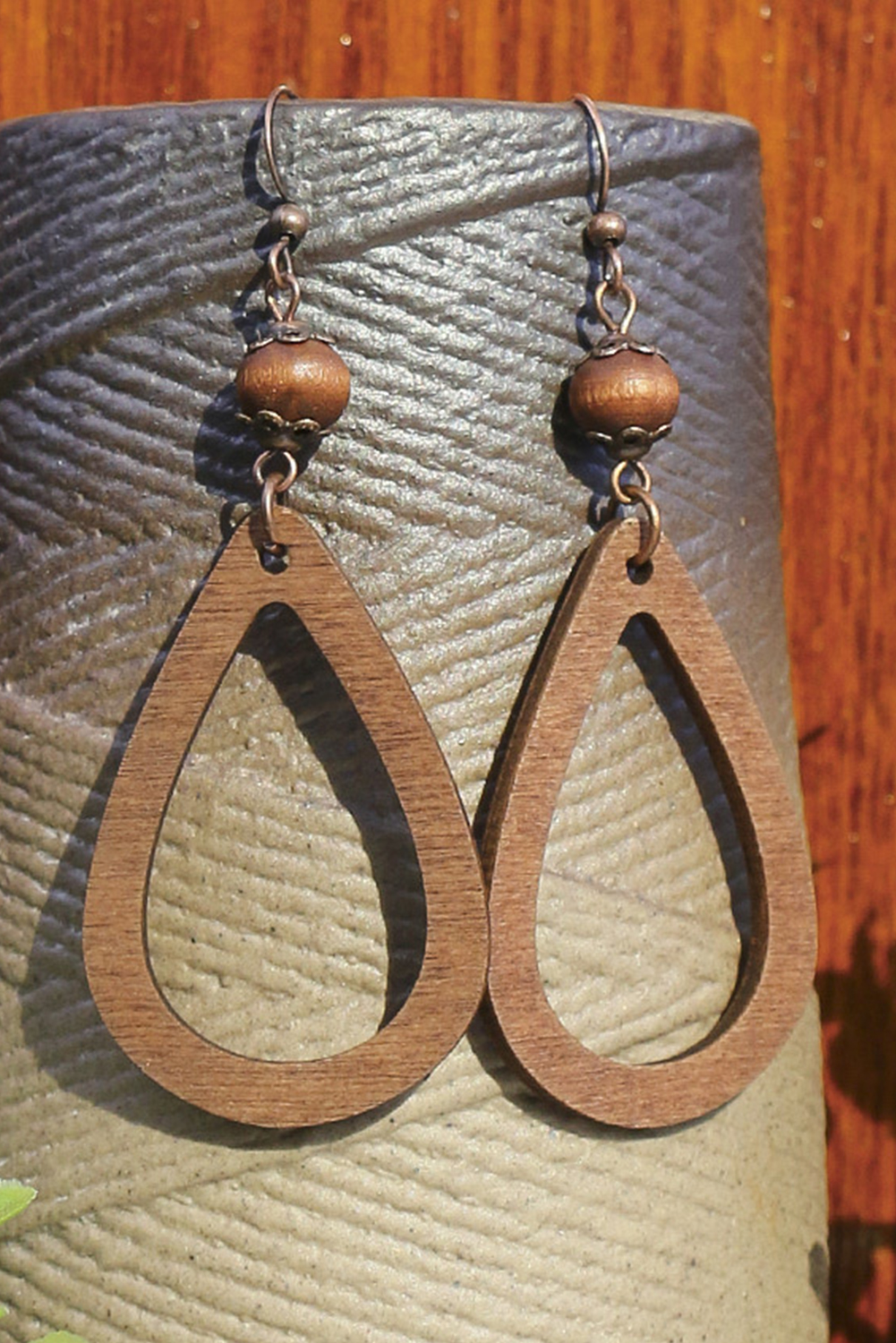Chestnut Vintage Hollowed Waterdrop Shape Hook Earrings - loveforevers