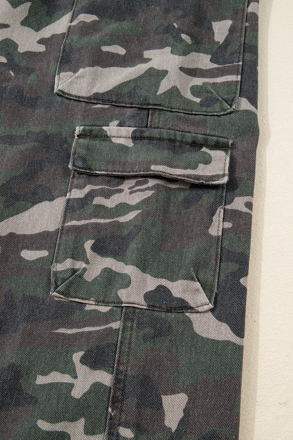 Green Camo Denim Cargo Wide Leg Pants - loveforevers