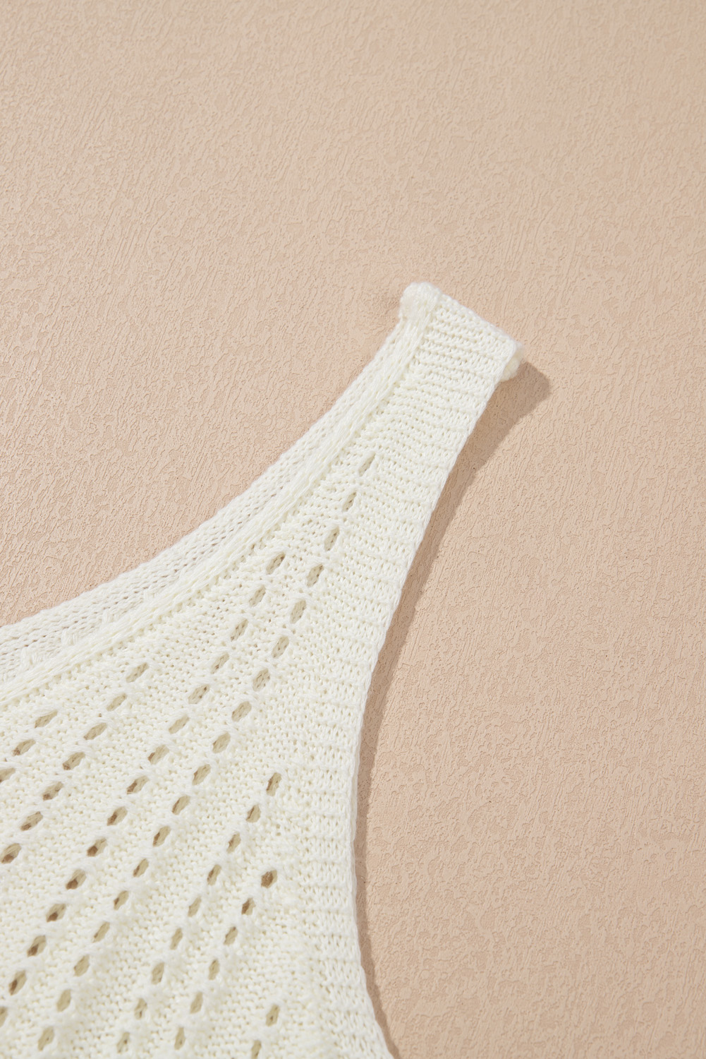 White Eyelet Crochet Sleeveless V Neck Beach Dress - loveforevers