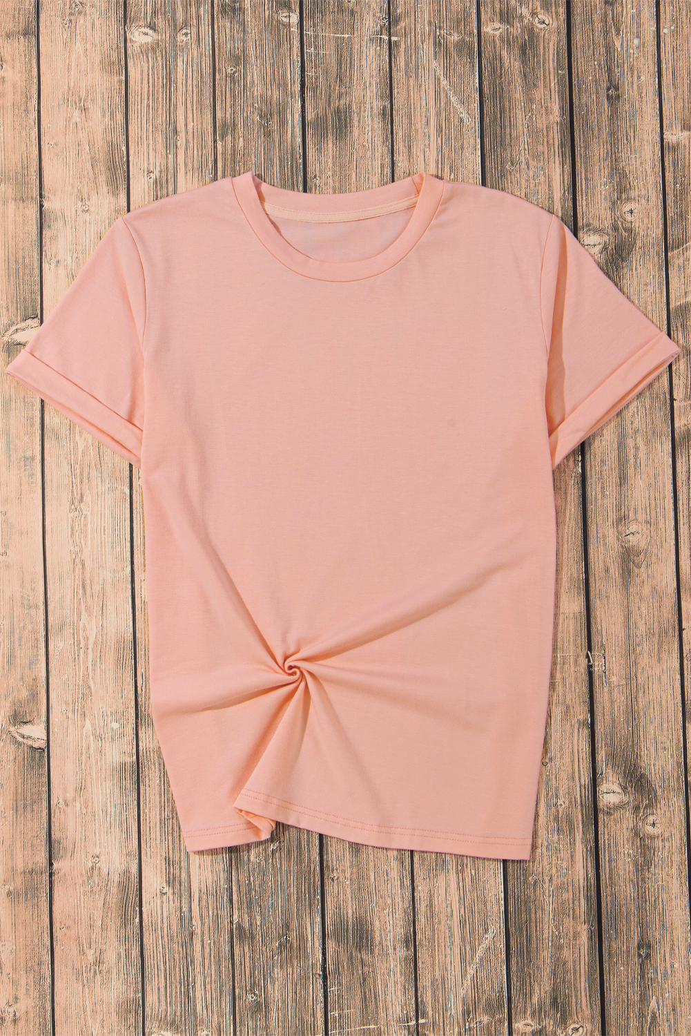 Khaki Casual Plain Crew Neck Tee - loveforevers