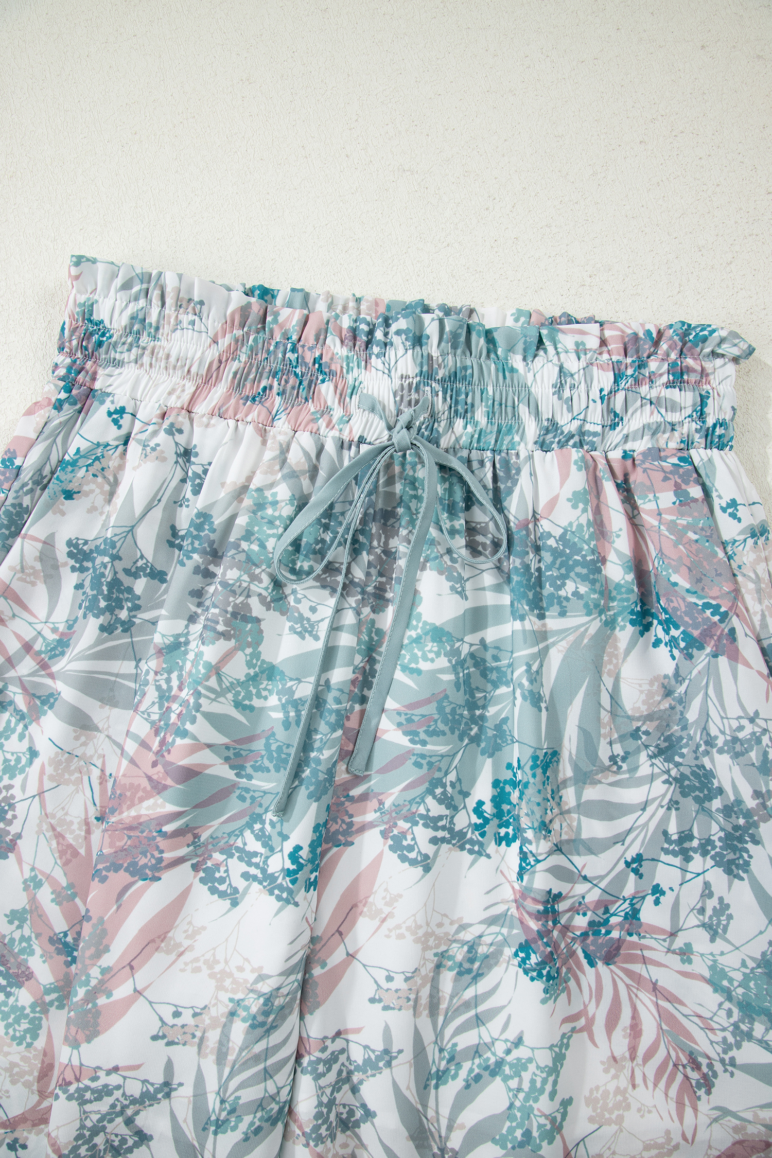 Green Tropical Palm Printed Cropped Tank Drawstring Wide Leg Pant Set - loveforevers