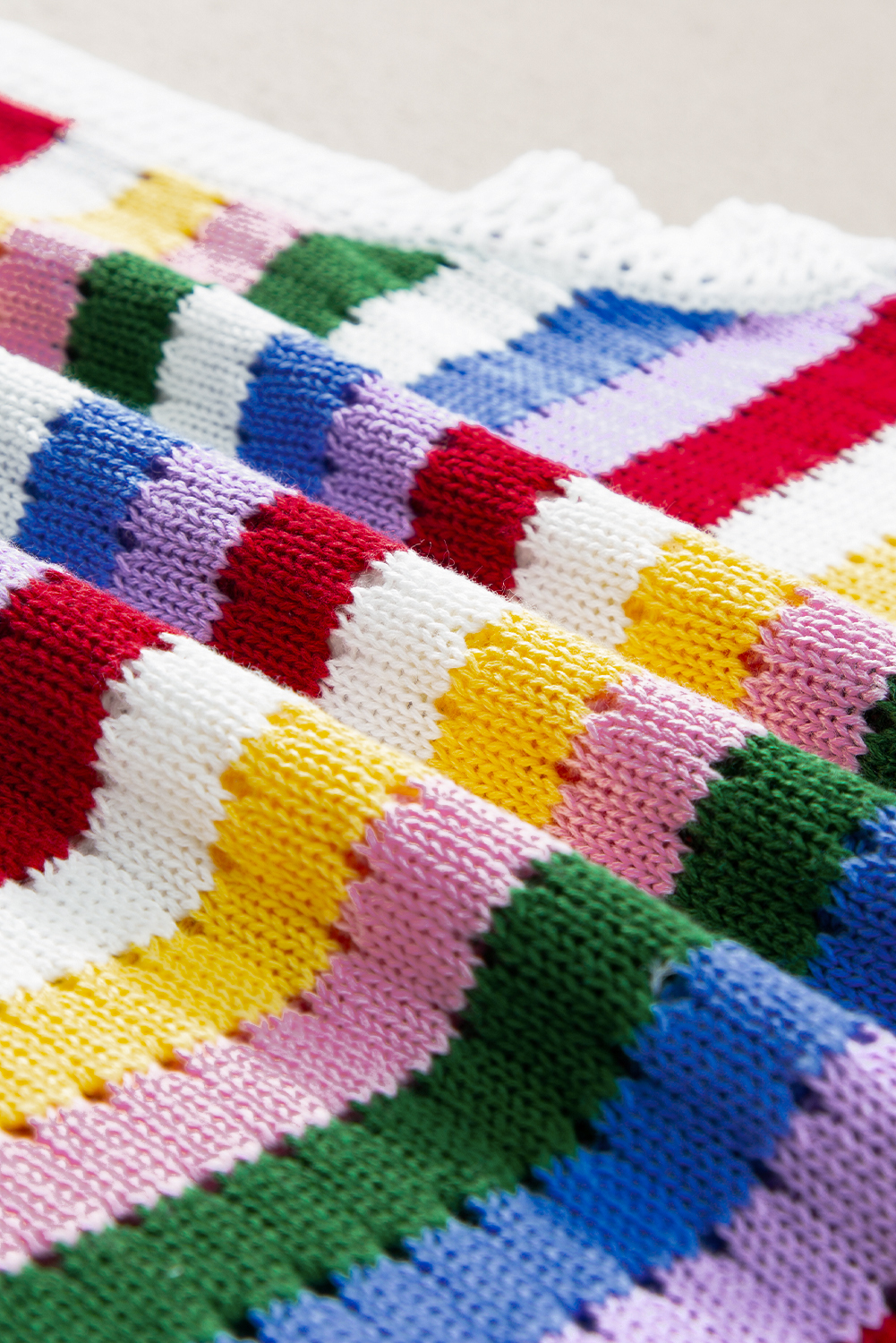 Multicolour Striped Knitted Eyelet Slim Sweater Vest - loveforevers
