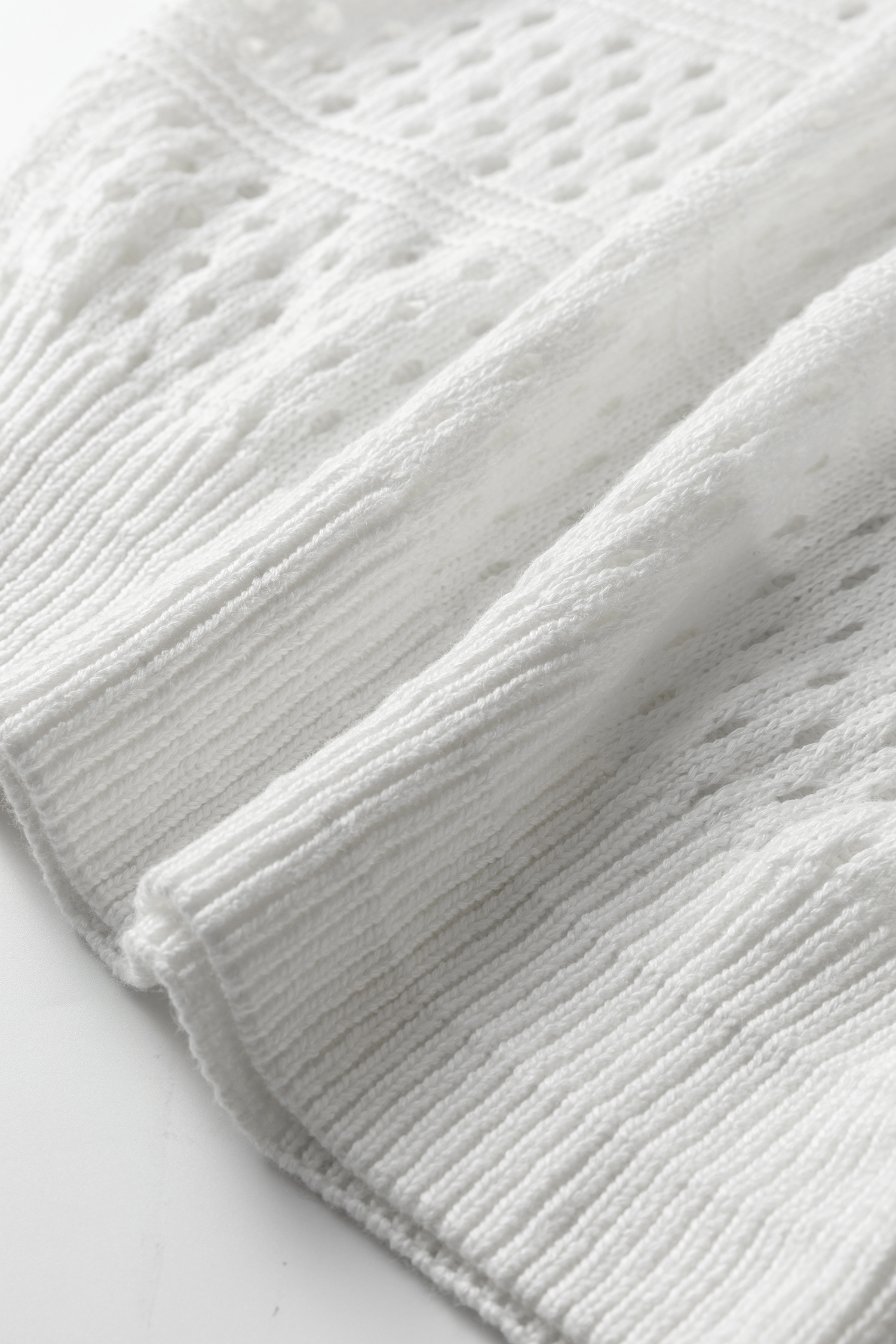 White Hollow Out Knit Round Neck Dolman Sweater - loveforevers