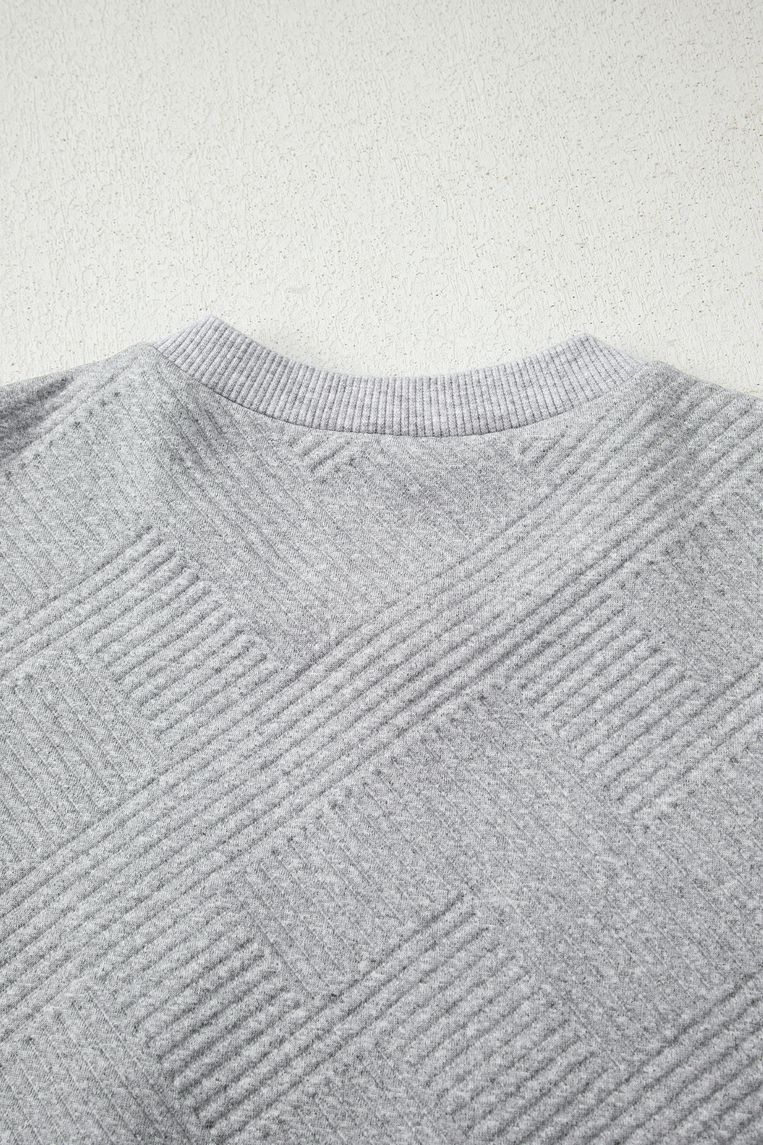 Medium Grey Trendy Textured Half Zip Loose Sweatshirt - loveforevers