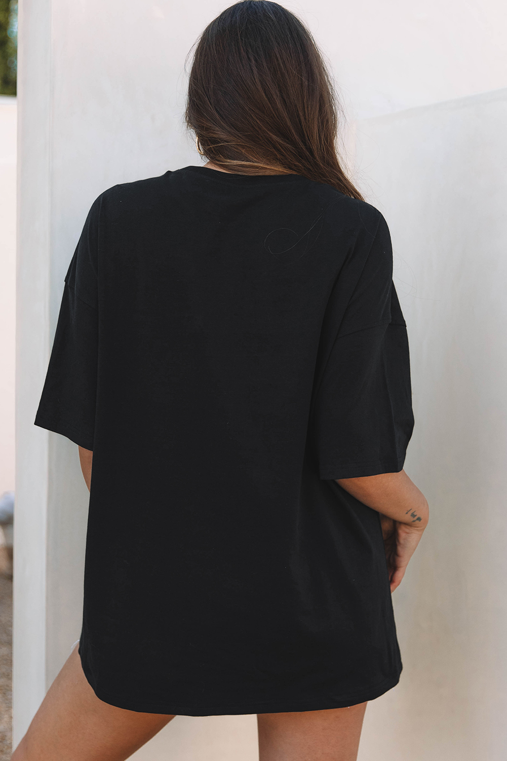 Black Paisley Print Crew Neck Loose Fit Tunic Tee - loveforevers