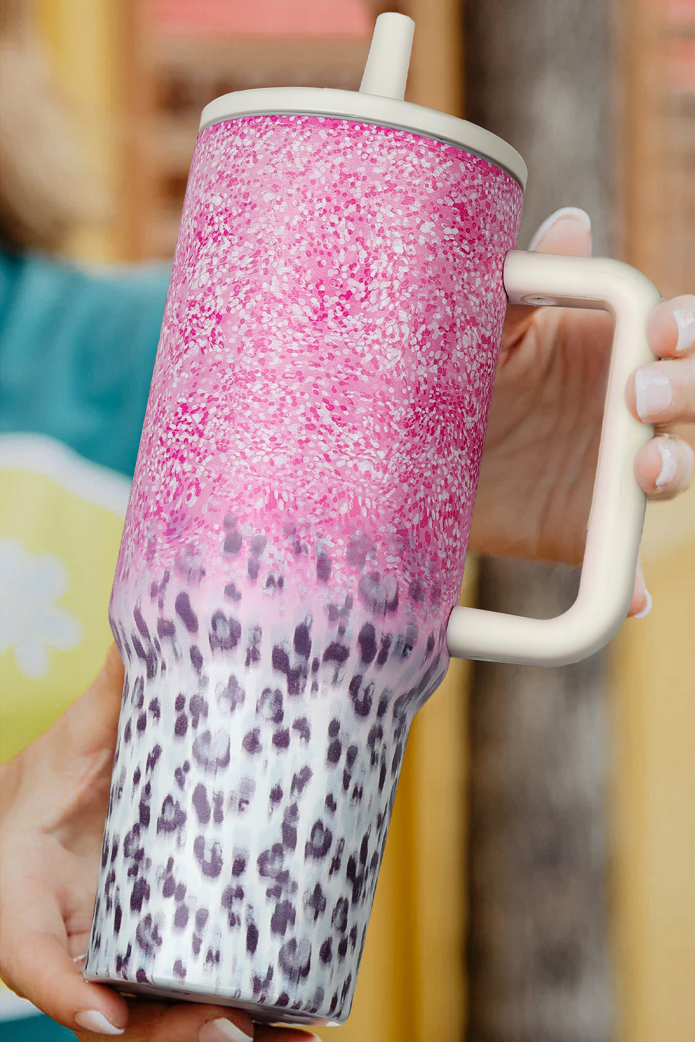 Pink Leopard Gradient 40oz Stainless Steel Thermos Travel Cup - loveforevers