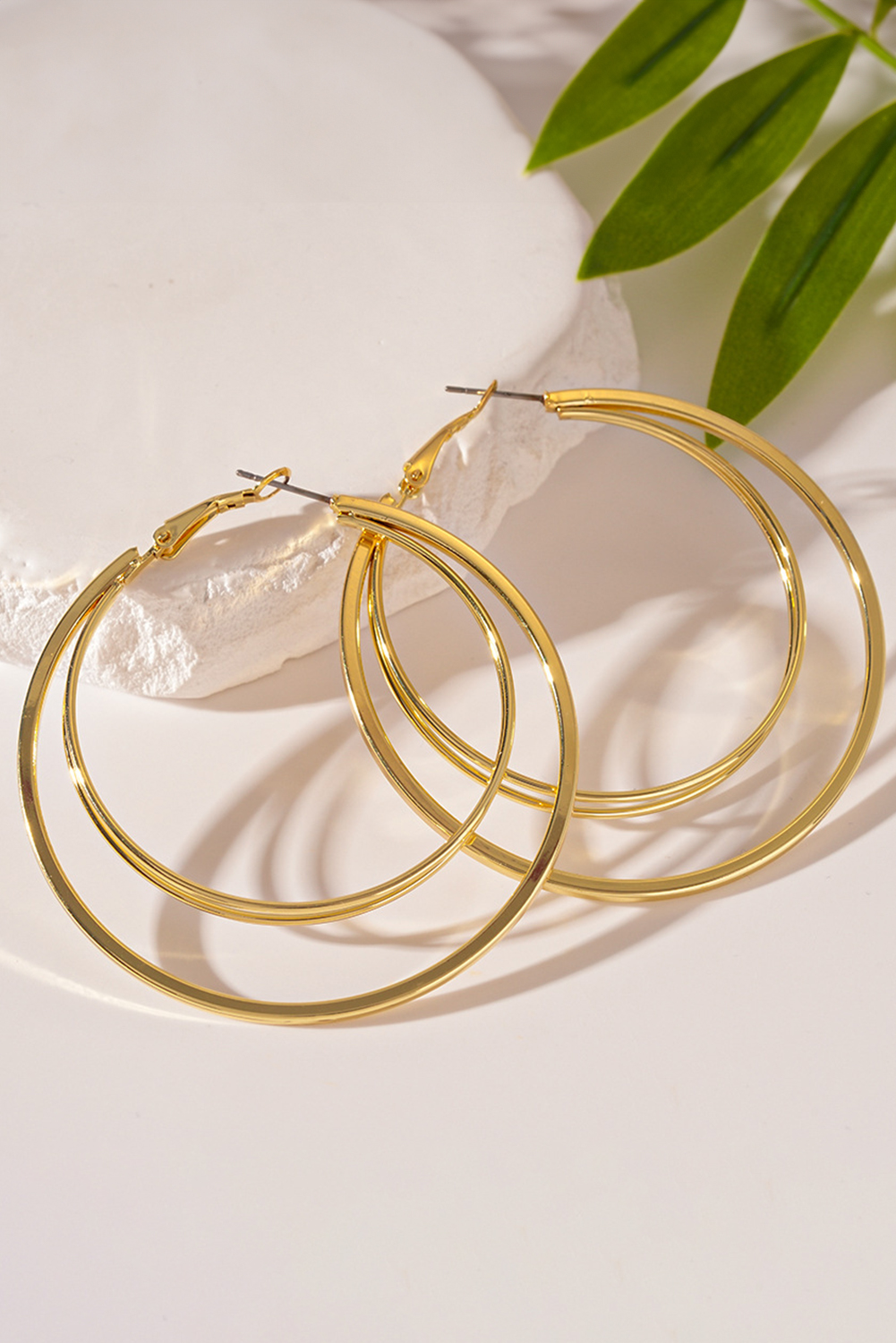 Gold Large Plated Double Hoop Earrings - loveforevers