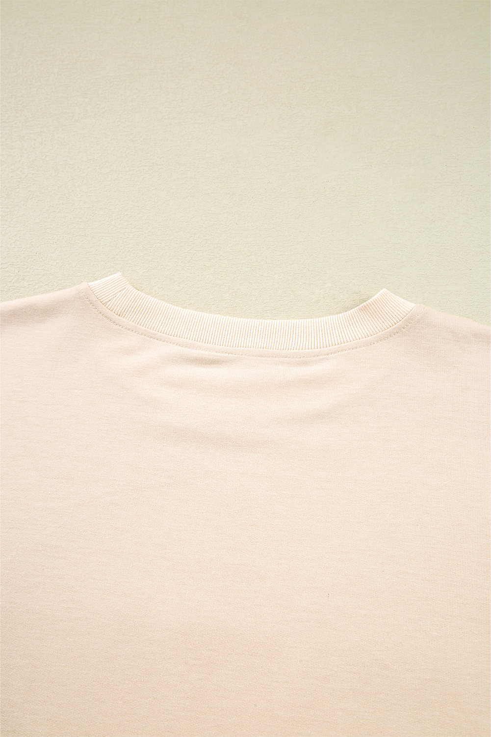 Beige Raw Edge Flower Patch Drop Shoulder Casual Top - loveforevers