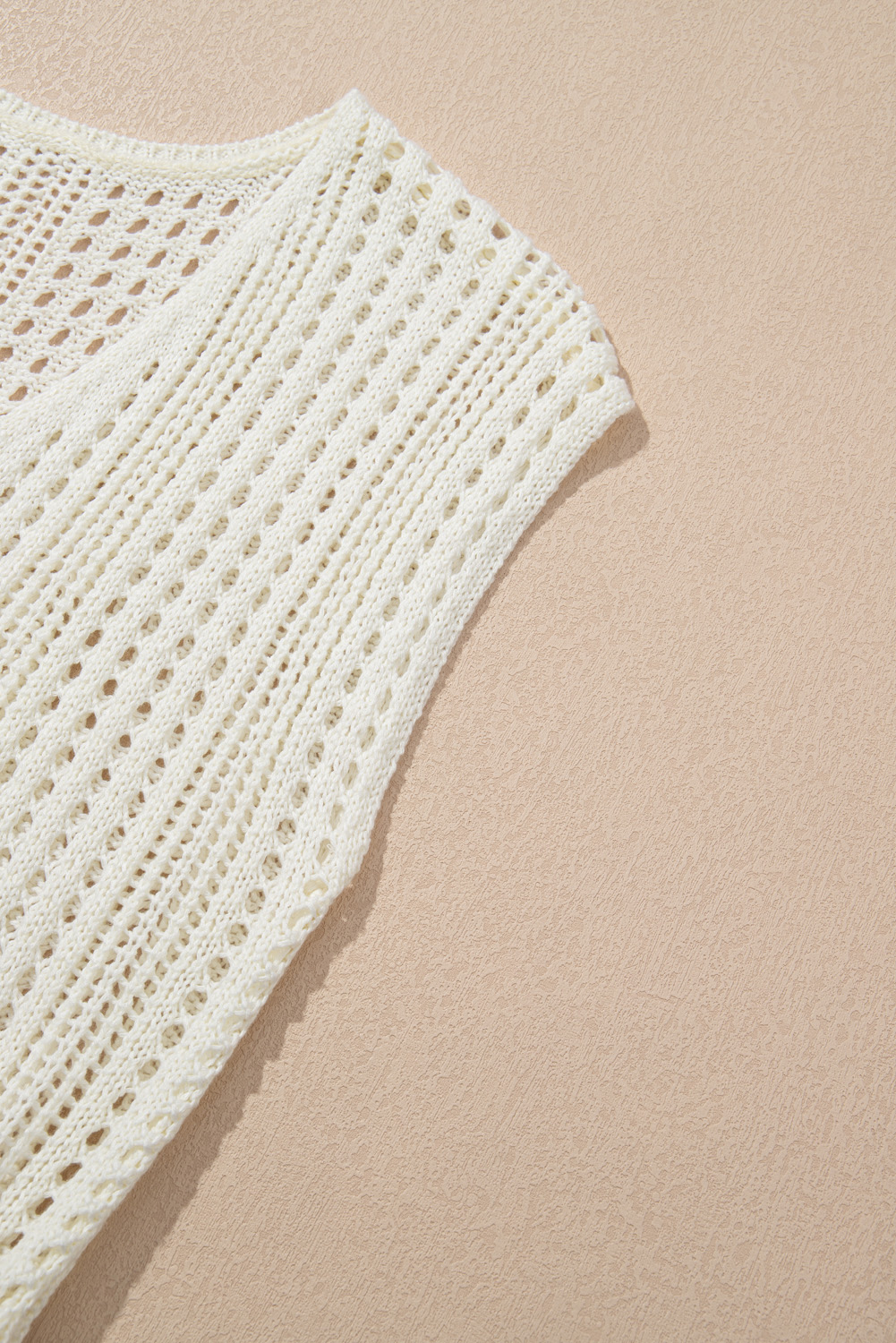 Beige Open Knit Drawstring Waist Beach Dress - loveforevers