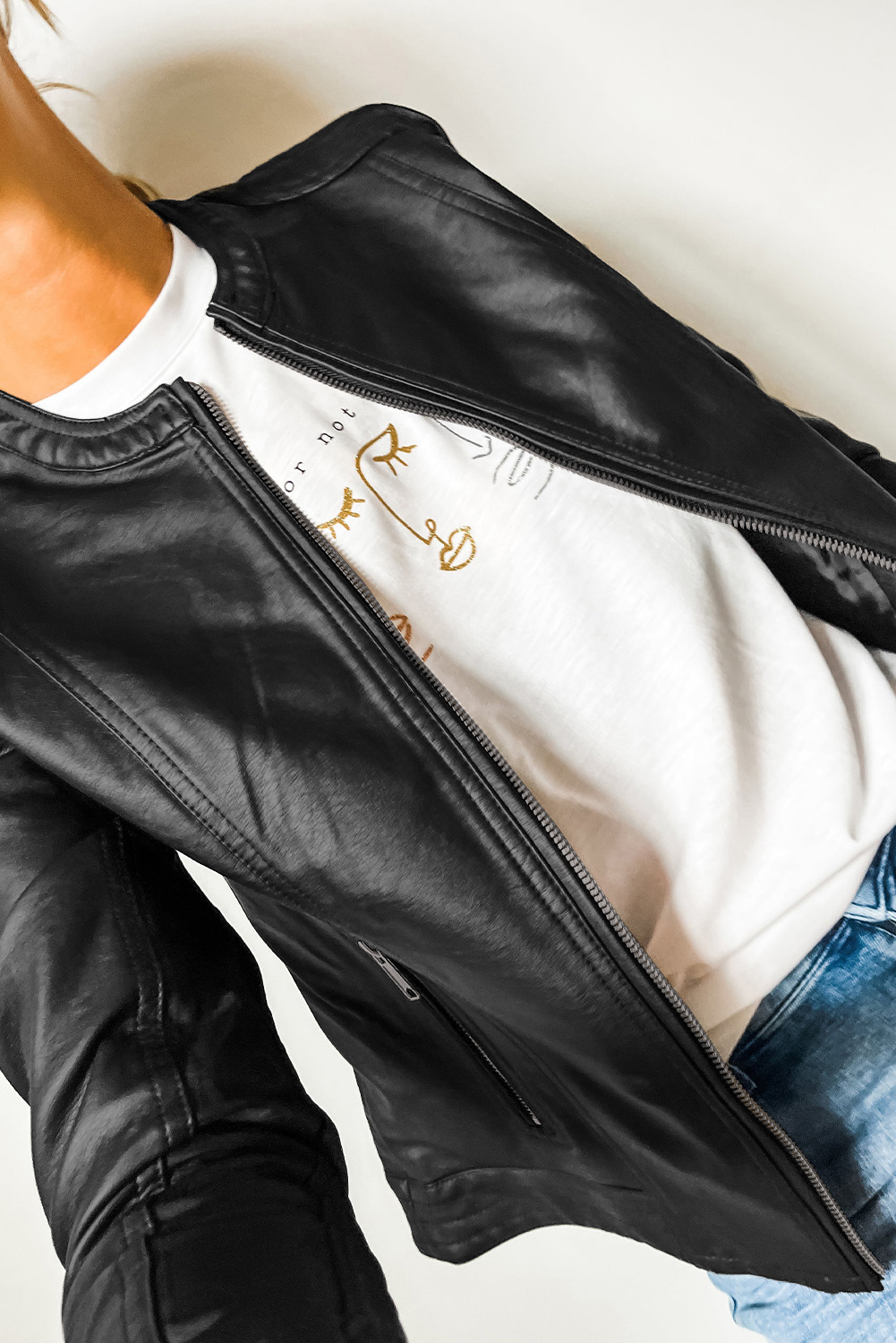 Chestnut Solid Faux Leather Zipper Slim Fit Bomber Jacket - loveforevers