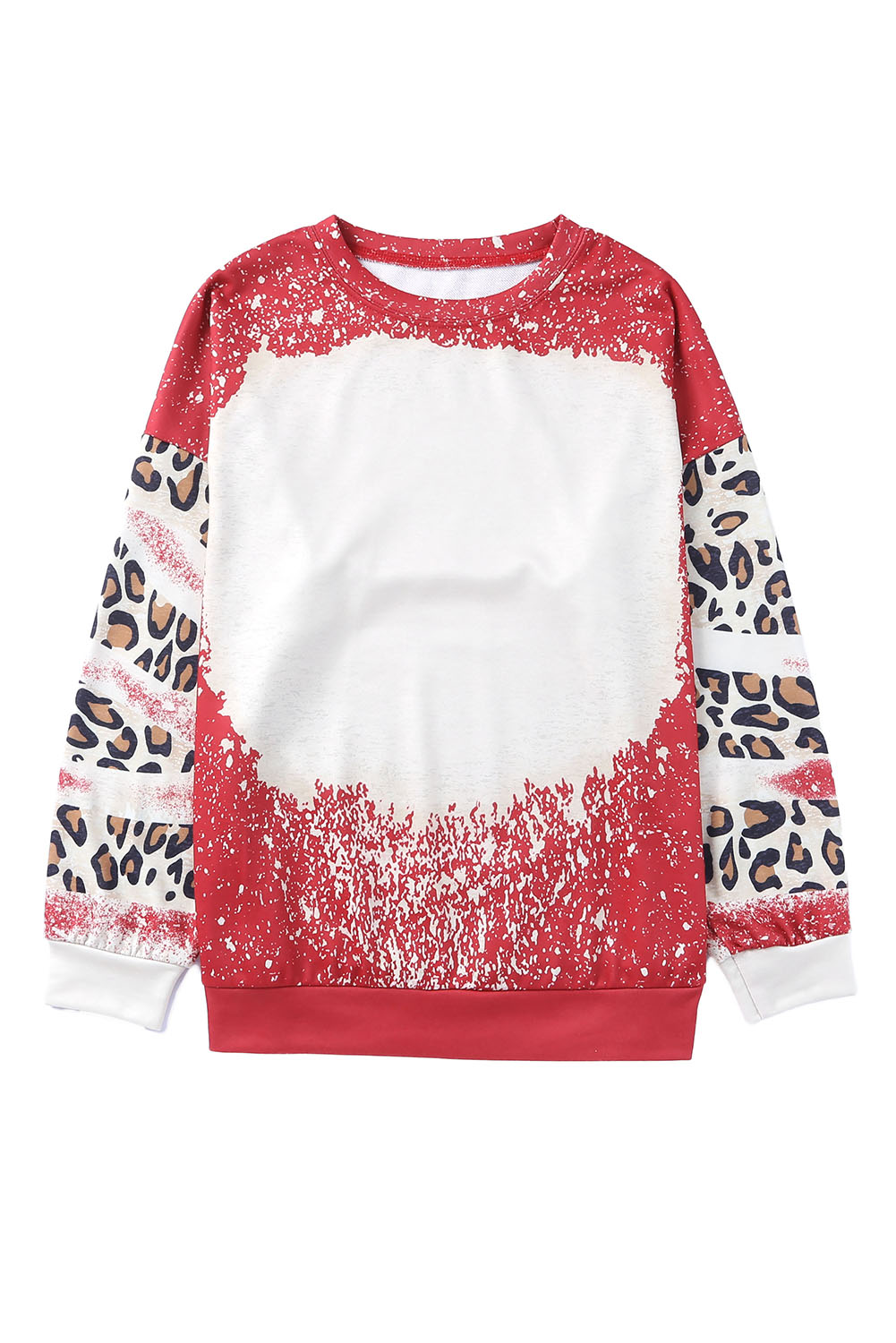 Fiery Red Tie Dye Leopard Drop Shoulder Sweatshirt - loveforevers