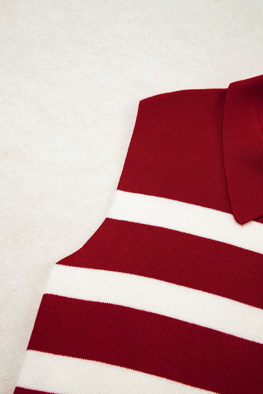 Red Stripe Collared Split Neck Sweater Vest - loveforevers