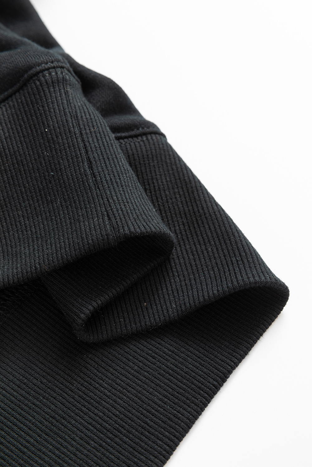 Black Drop Shoulder Crisscross Stitching Pocketed Loose Sweatshirt - loveforevers