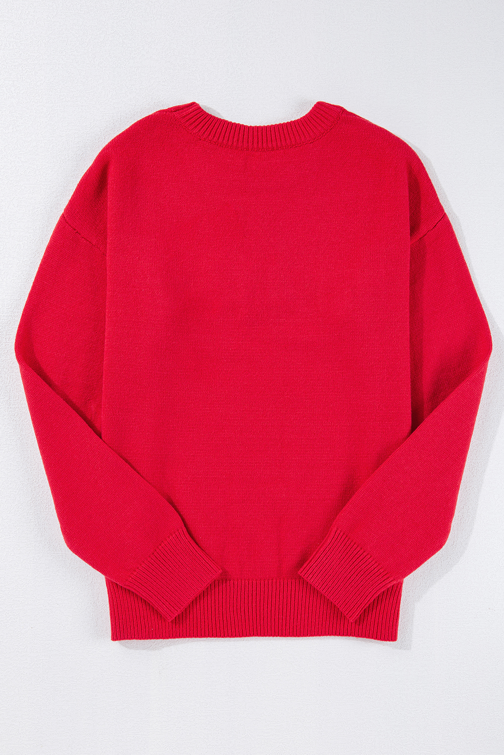 Fiery Red Tinsel Merry Letter Drop Shoulder Baggy Sweater - loveforevers