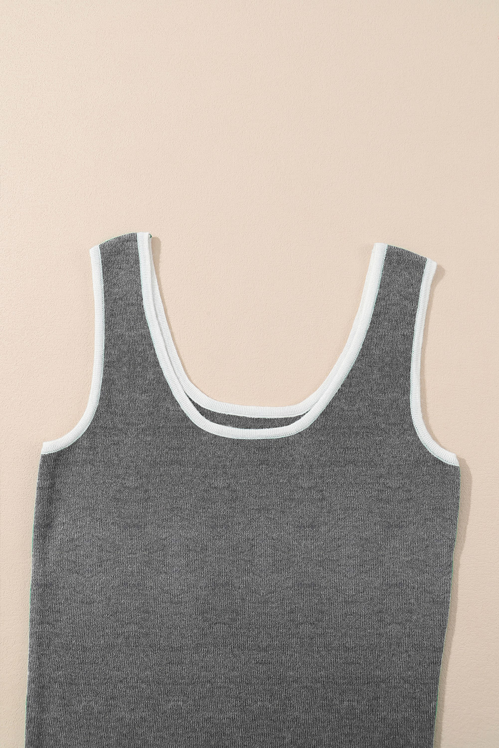 Dark Green Lightweight Ribbed Knit Contrast Trim Sweater Vest - loveforevers