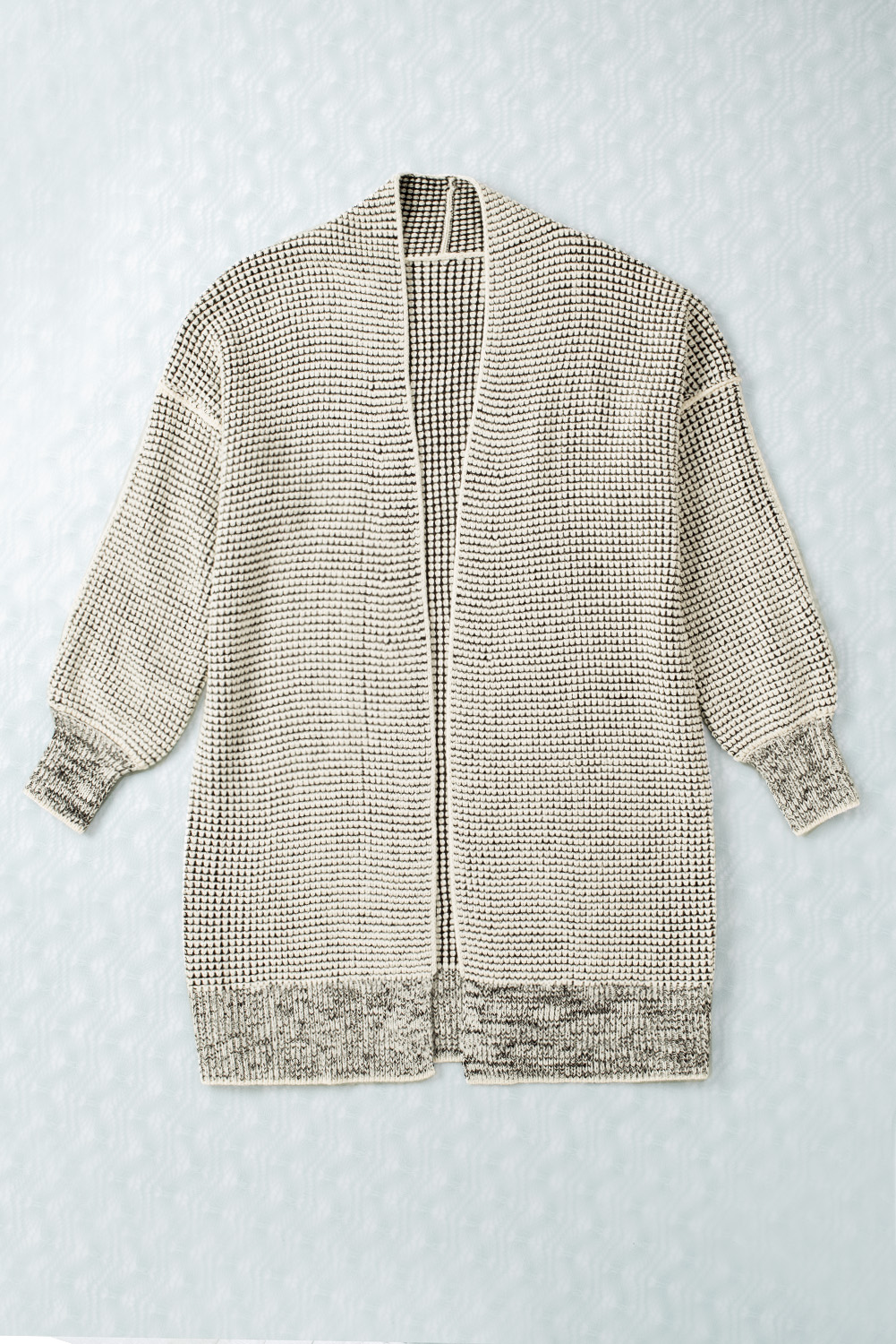 Apricot Plaid Knitted Long Open Front Cardigan - loveforevers