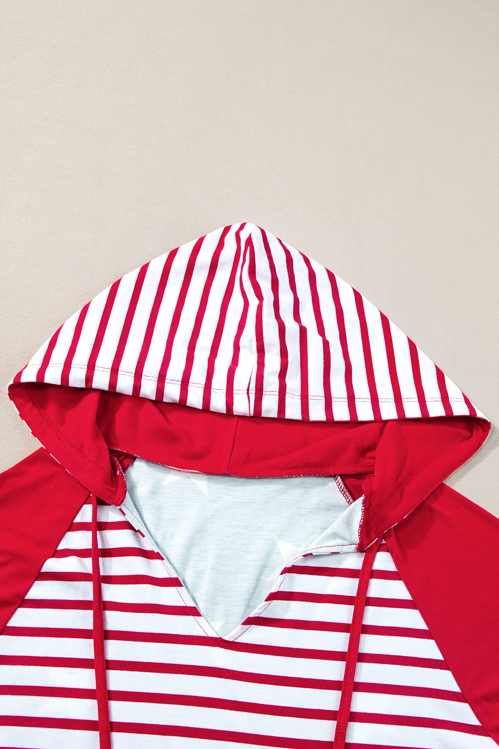 Fiery Red Stars and Stripes Print Drawstring Hooded T Shirt - loveforevers