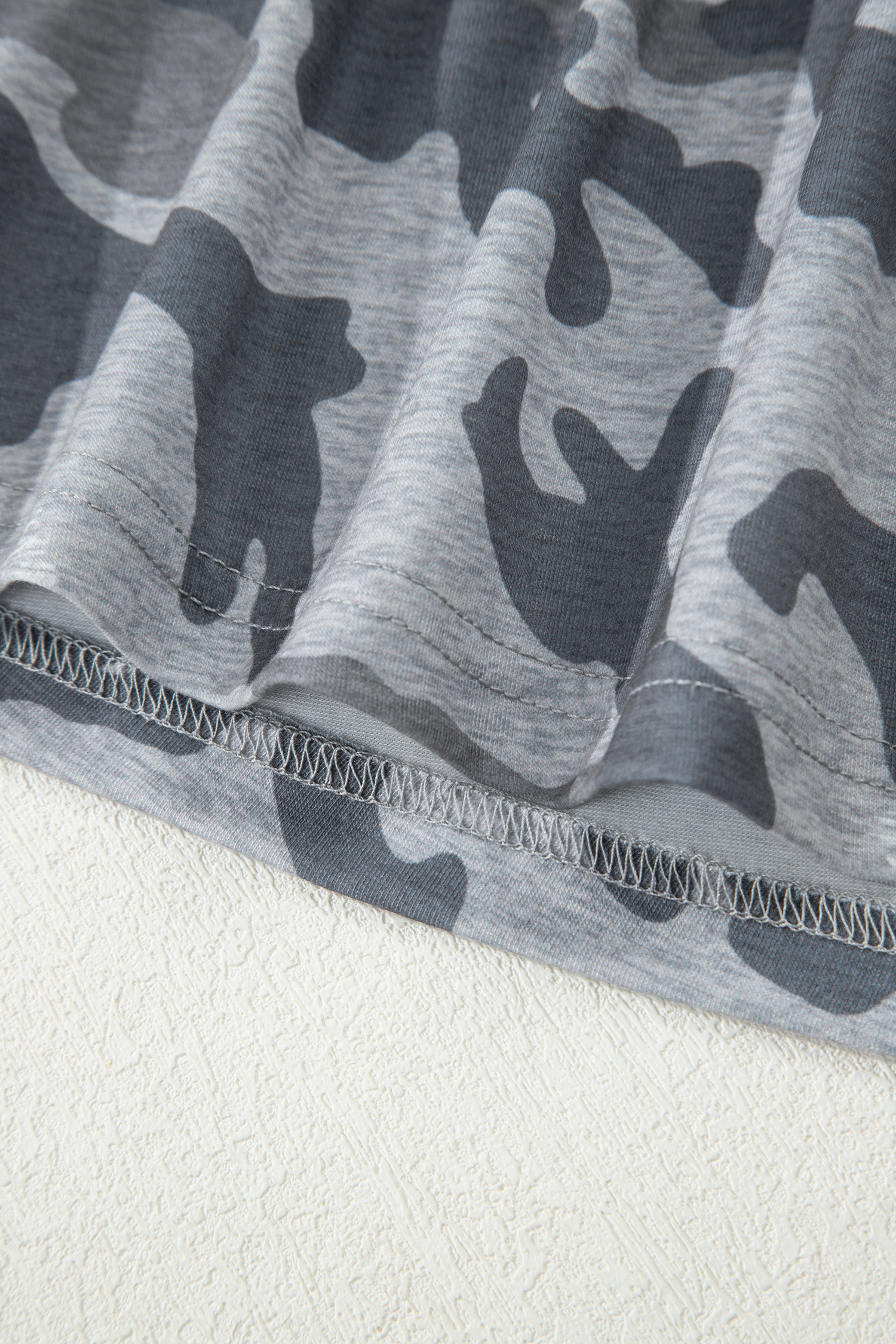 Gray Camouflage Print Round Neck T Shirt - loveforevers