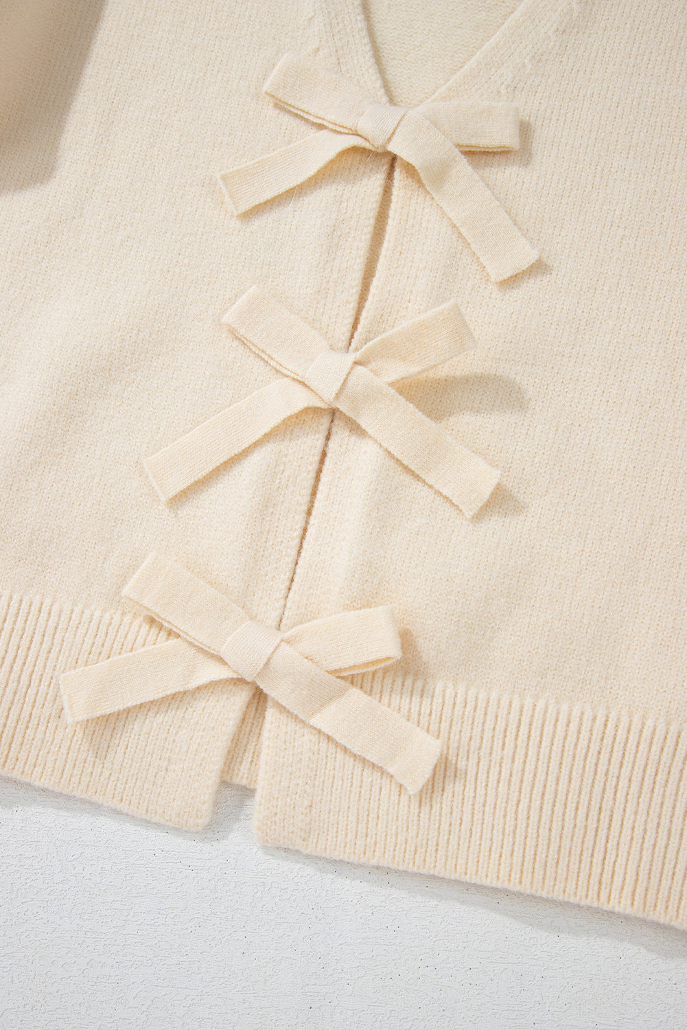 Jet Stream Bowknot Front Loose V Neck Knitted Cardigan - loveforevers
