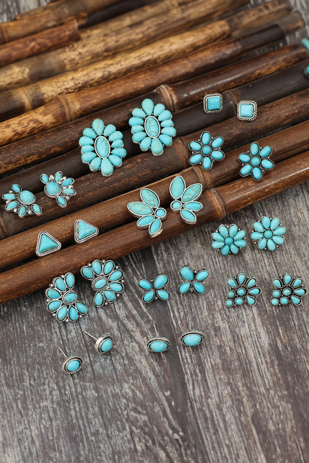 Turquoise Inlay Boho Stud Earrings Set - loveforevers